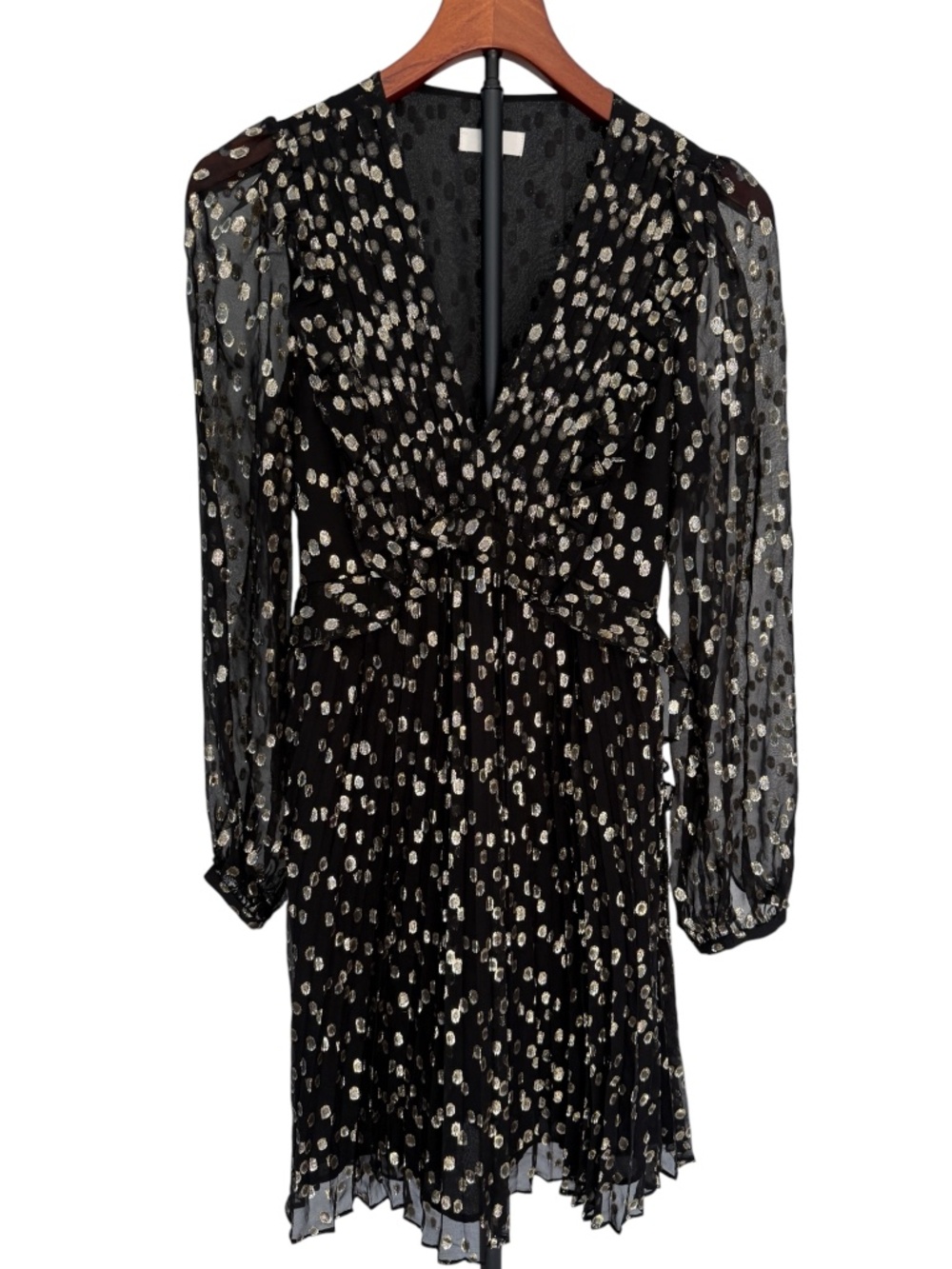 A LOVES A Silk/Metallic Clip Dot Dress, Size XS